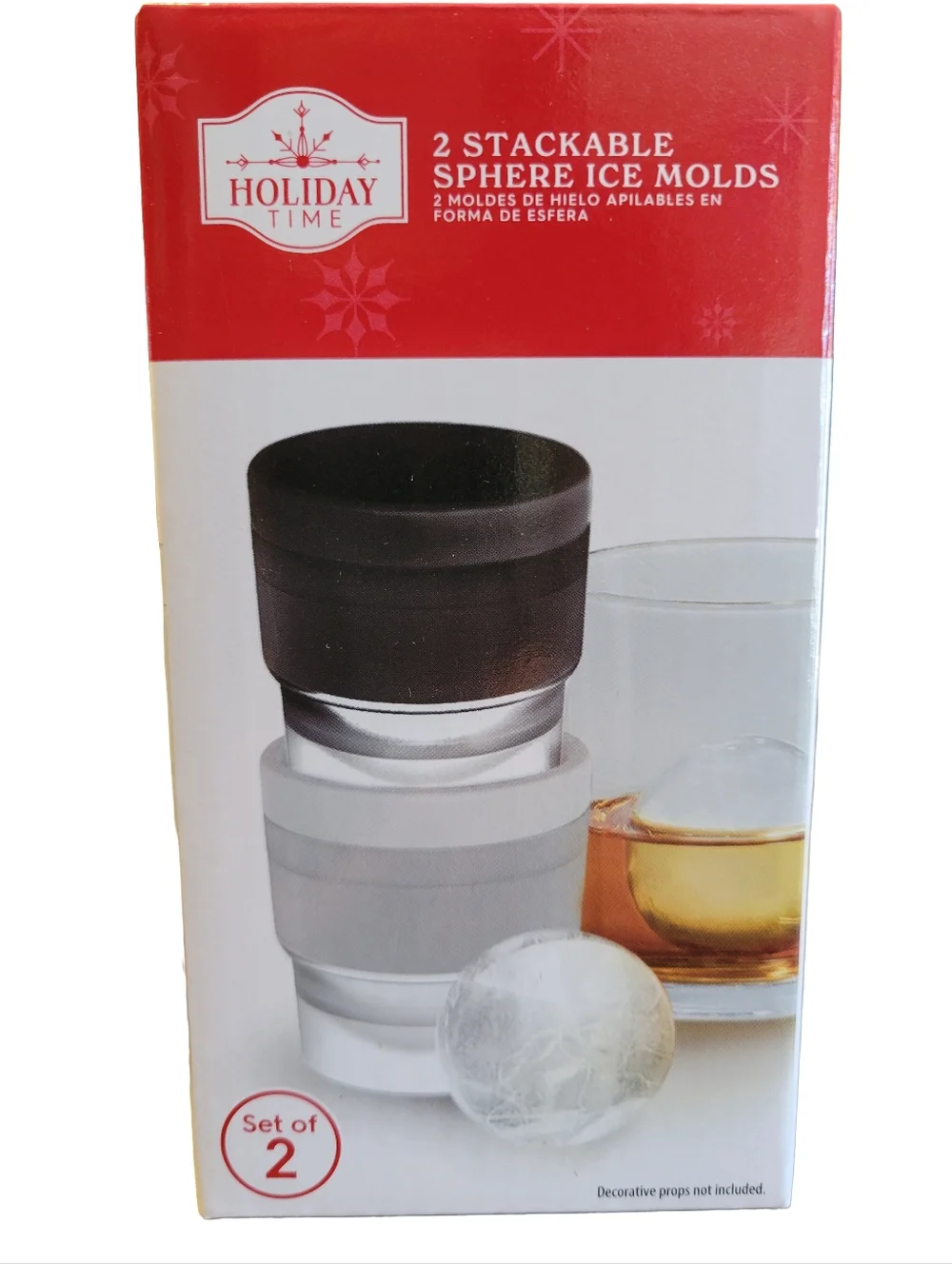 NIB Holiday Time Stackable Sphere Ice Molds Set of 2 Large Round Ice Molds